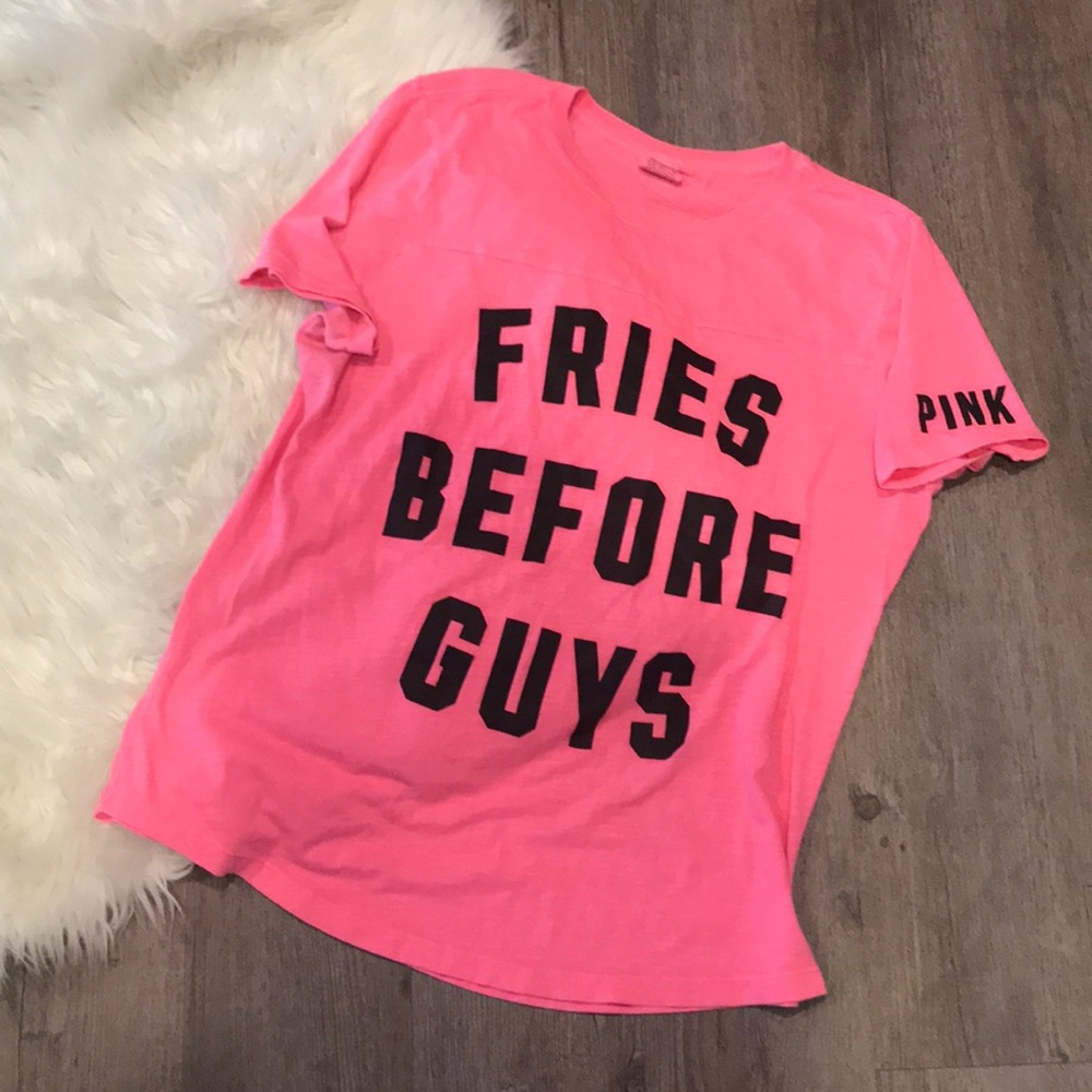 **SOLD** PINK Fries Before Guys size L T-shirt